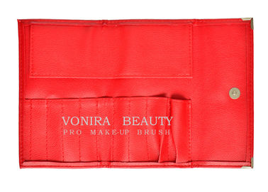 Os entalhes instantâneos do fechamento 9 do vermelho cobrem a maleta de ferramentas dos cosméticos da beleza do rolo da escova da composição