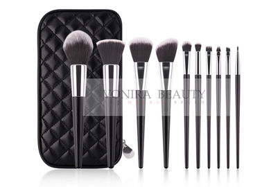 Private Label Balck White Top Taklon Synthetic Makeup Brushes With Brush Case