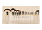 Grupo de escovas sintético da composição de Eco do punho de bambu com o malote de couro do rolo