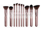 Shiny Brown Handle Face Mass Level Makeup Brushes Kit Synthetic Fiber
