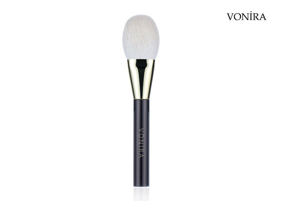 Vonira Pincel Grande de Pó para Maquiagem, Atacado Personalizado, Pelo Natural de Cabra Branco, Cabo Marrom Escuro
