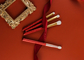Do brilho profissional do grupo de escovas 7pcs da composição do Natal de Vonira jogo de ferramentas cosmético da escova para a cor vermelha de presente de aniversário das meninas