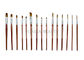 Grupo de escovas de madeira da aquarela do grupo de escovas da pintura do corpo dos artistas da escola com caixa de lápis