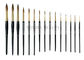 Escovas redondas puras da arte do prego de Kolinsky da natureza fabulosa com virola do ouro e o punho preto 15 PCS