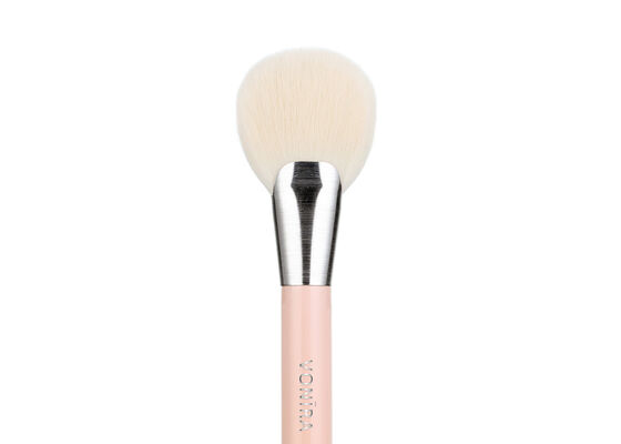 Pincel de Leque de Luxo Vonira Beauty com Cabelo Sintético Taklon Vegano Cruelty Free e Cabo de Madeira de Bétula Reciclável - Pincel Artesanal para Pó Bronzeador