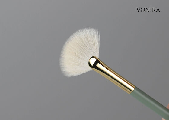 Pincel Leque Iluminador Vonira Personalizado Atacado Pelo Natural de Cabra Branco com Serviço de Marca Própria