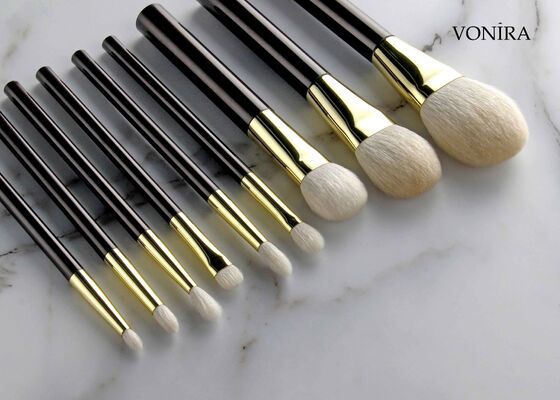 Vonira Custom Wholesales Natural Cabelo de Cabra Branco Plano Marrom Escuro Manuseio Brush de Maquiagem Eye Shader