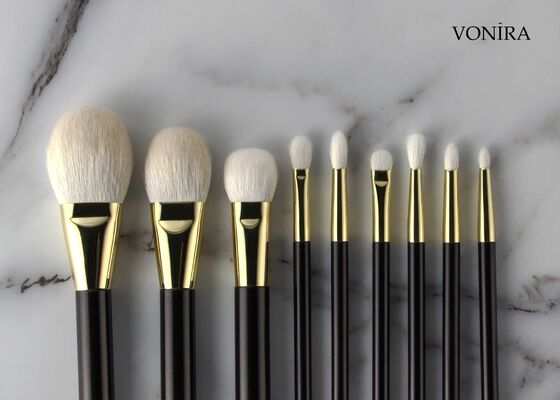 Vonira Pincel de Maquiagem para Côncavo dos Olhos com Cabo Marrom Escuro e Cerdas Naturais de Pelo de Cabra Branco Personalizado no Atacado
