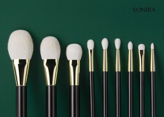 Vonira Pincel de Maquiagem para Côncavo dos Olhos com Cabo Marrom Escuro e Cerdas Naturais de Pelo de Cabra Branco Personalizado no Atacado