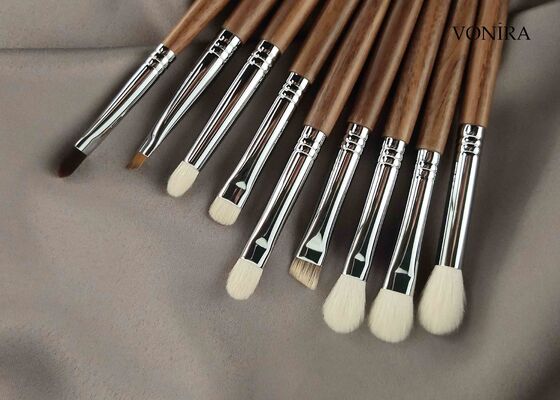 Pincel de mistura para pálpebra Vonira Custom Wholesale Natural White Goat Hair Brown Ebony Handle Makeup