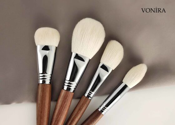 Vonira Custom Wholesale Natural Cabelo de Cabra Branco Marrom Manípulo de Ébano Maquiagem Facial Escova de Destaque