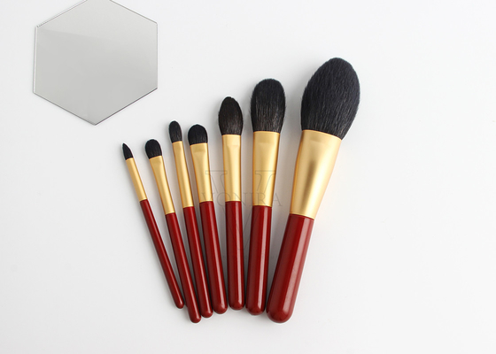 Grupo de escovas essencial da composição 7pcs de Vonira com a virola natural do ouro do cabelo da cabra