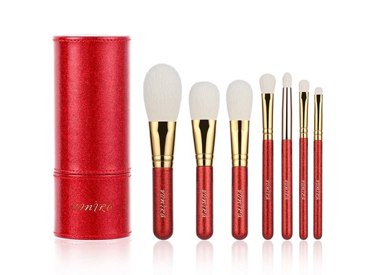 Do brilho profissional do grupo de escovas 7pcs da composição do Natal de Vonira jogo de ferramentas cosmético da escova para a cor vermelha de presente de aniversário das meninas