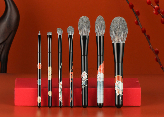 Escovinha de maquiagem profissional com cabelos sintéticos PBT Taklon de alta qualidade e ferrule de cobre preto sólido e sólido SA8000 e ISO9000 Certificado