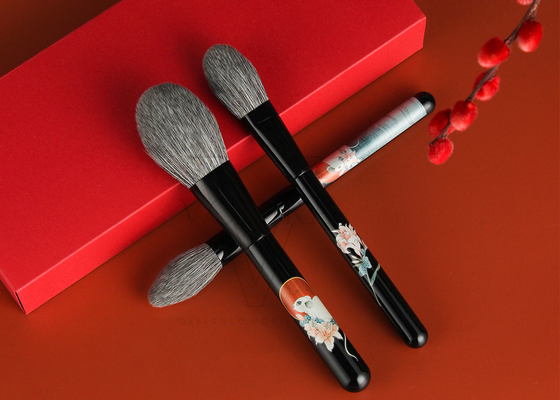 Pintura em pó vegetariana antibacteriana sustentável, escova com fibra de milho e alça de madeira de bétula brilhante