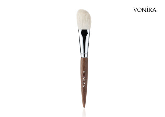 Pincel de contorno e blush para maquiagem facial Vonira Custom Wholesale de pelo de cabra branco natural com cabo de ébano marrom
